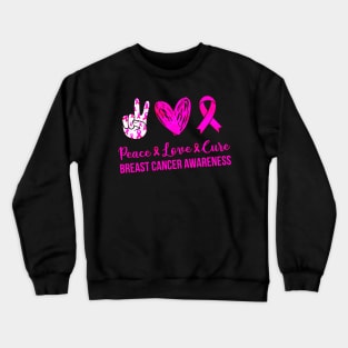 Peace Love Cure Hippie Pink Ribbon Crewneck Sweatshirt